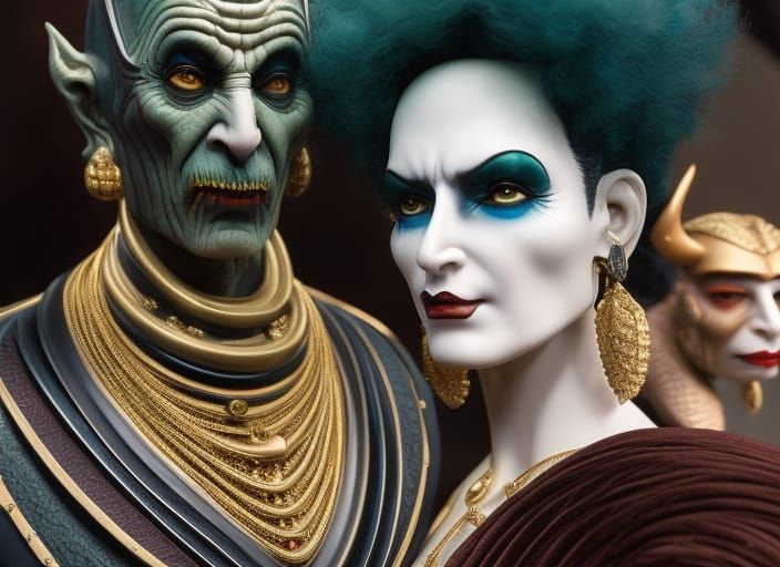 Gothic Portrait of Two Figures in Hyperrealism Style