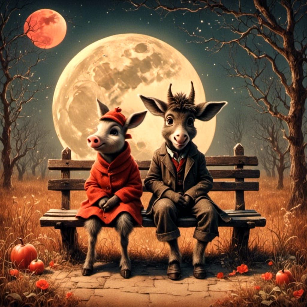 a sweet donkey and cute pig