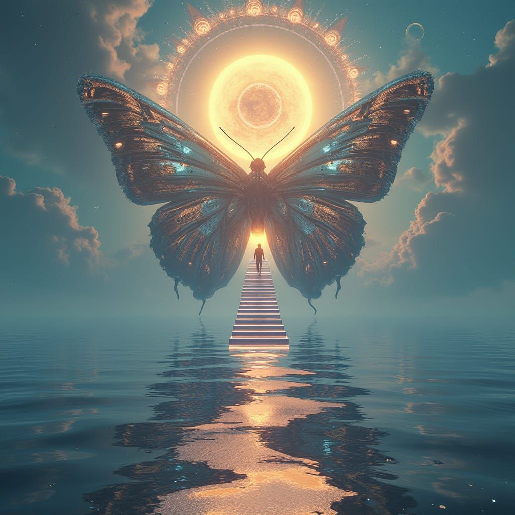 Floating Glass Cathedral in Surreal Dreamscape