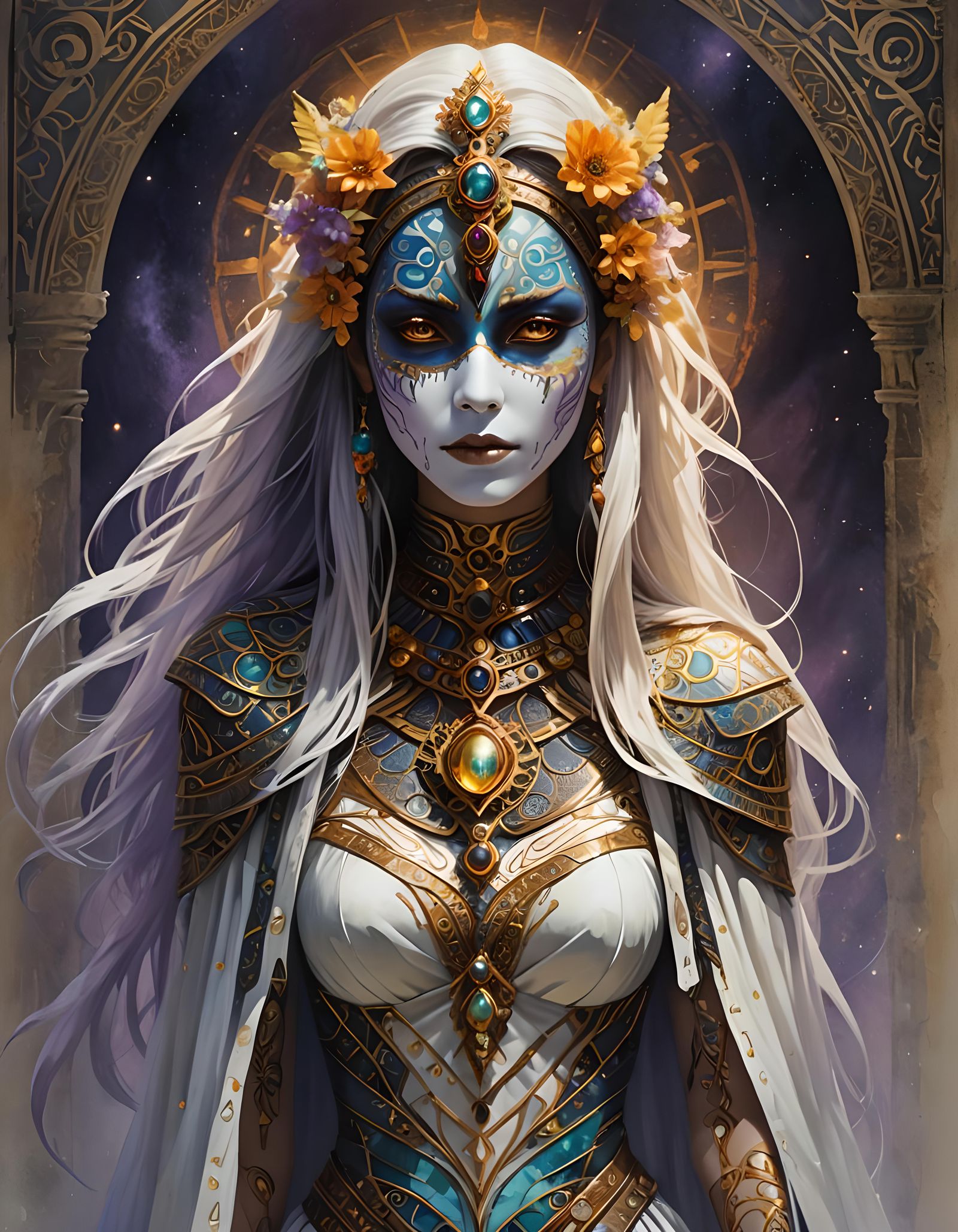 Masked Spectral Guardian of an Enigmatic Realm