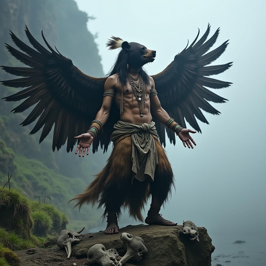 Shaman Transformation: Mystical Bear Emergence