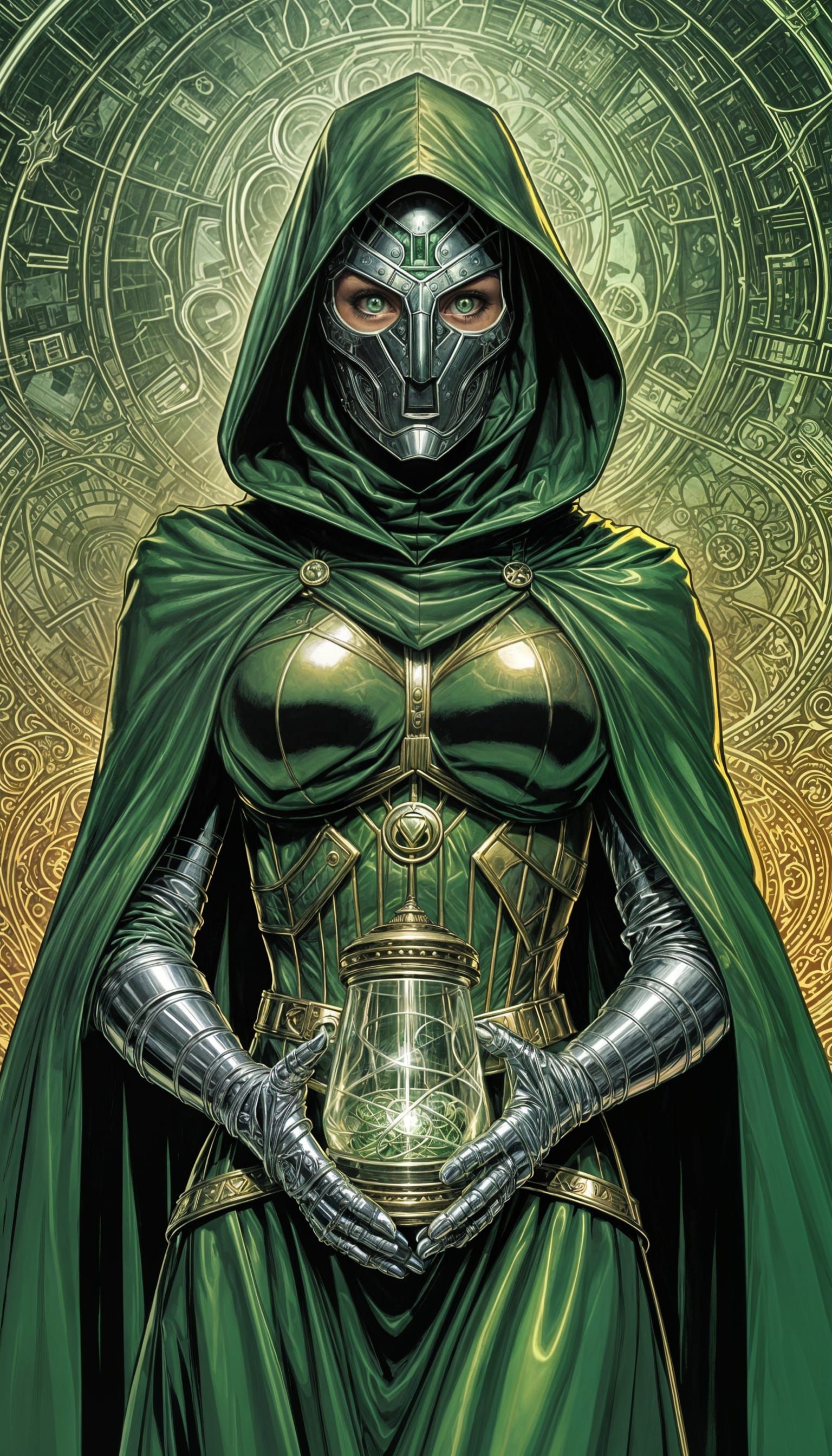 Female Doctor Doom in Comic Book Style