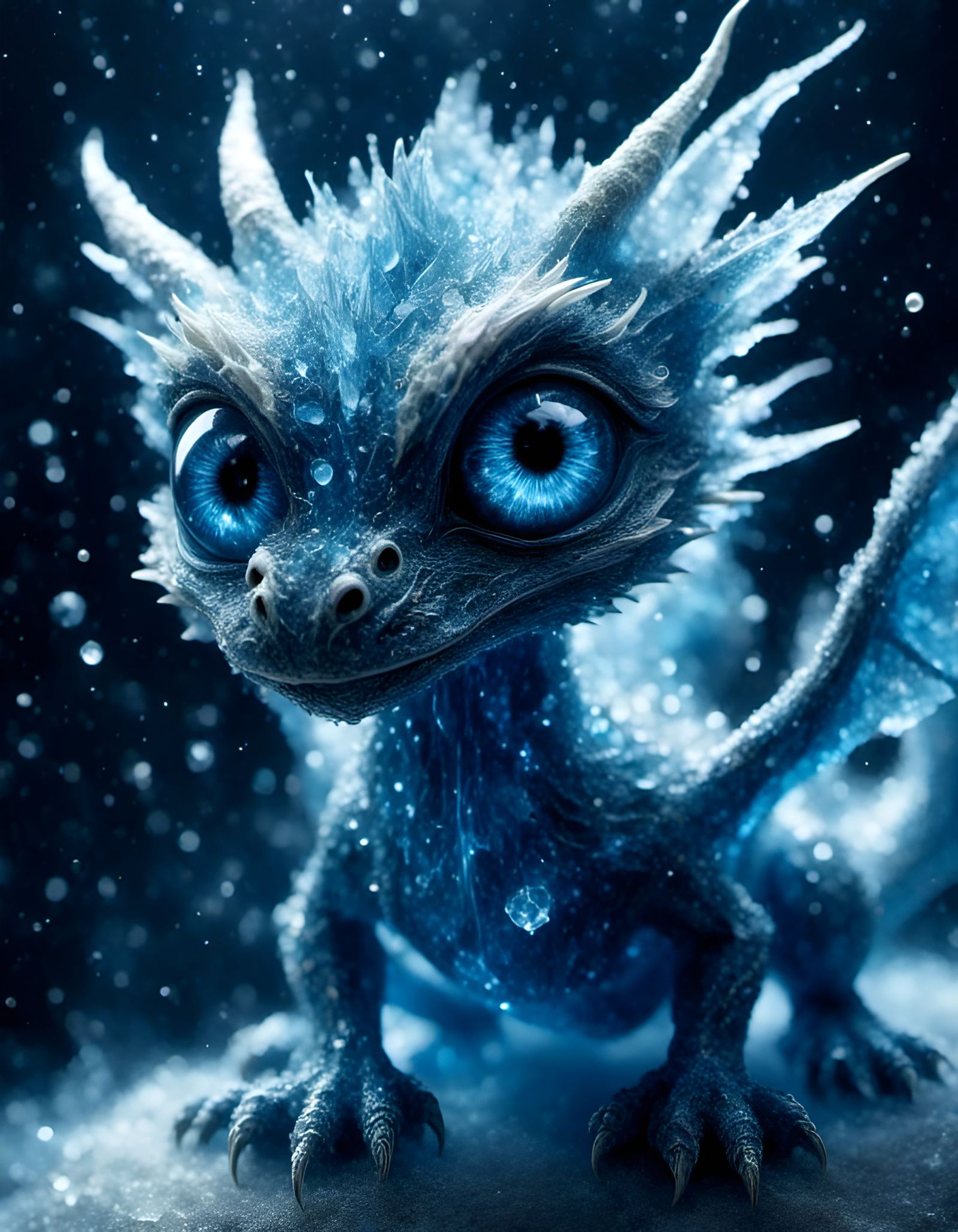 Adorable Ice Dragon with Mesmerizing Eyes