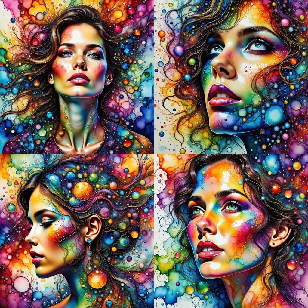 Whimsical Glass Painting of a Sandra Bullock Portrait in Alc...