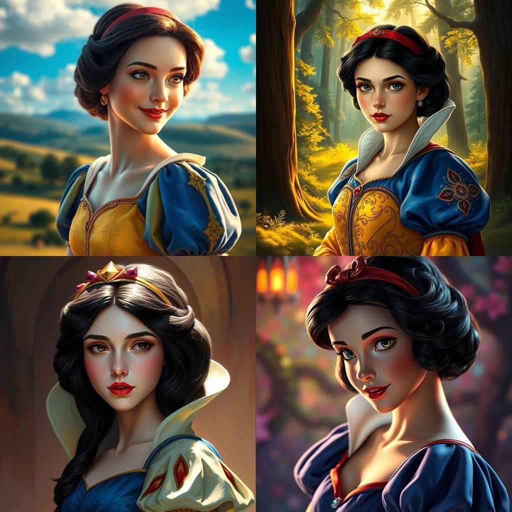 Snow White in Vibrant Hyperrealistic Style