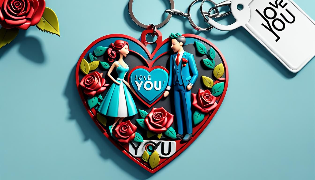 Vibrant 3D Keychain Illustration in Candy Art Style