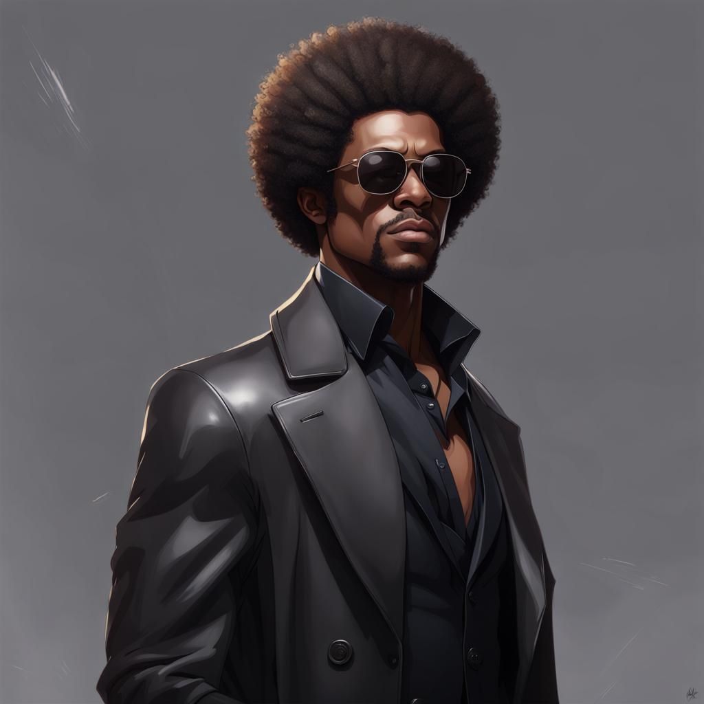 Intricate Portrait of Man in Black Suit, Art Nouveau Style