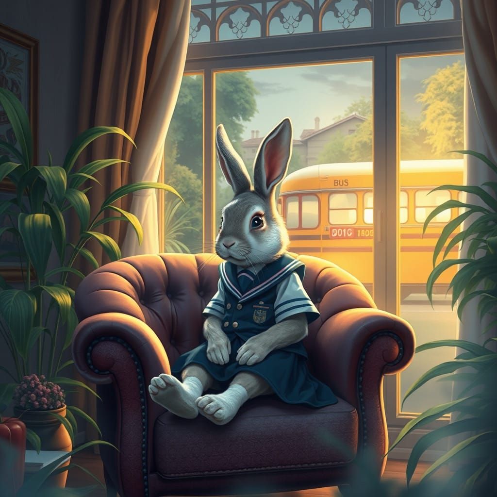 Surreal Bunny In Serene Holographic Dream Space