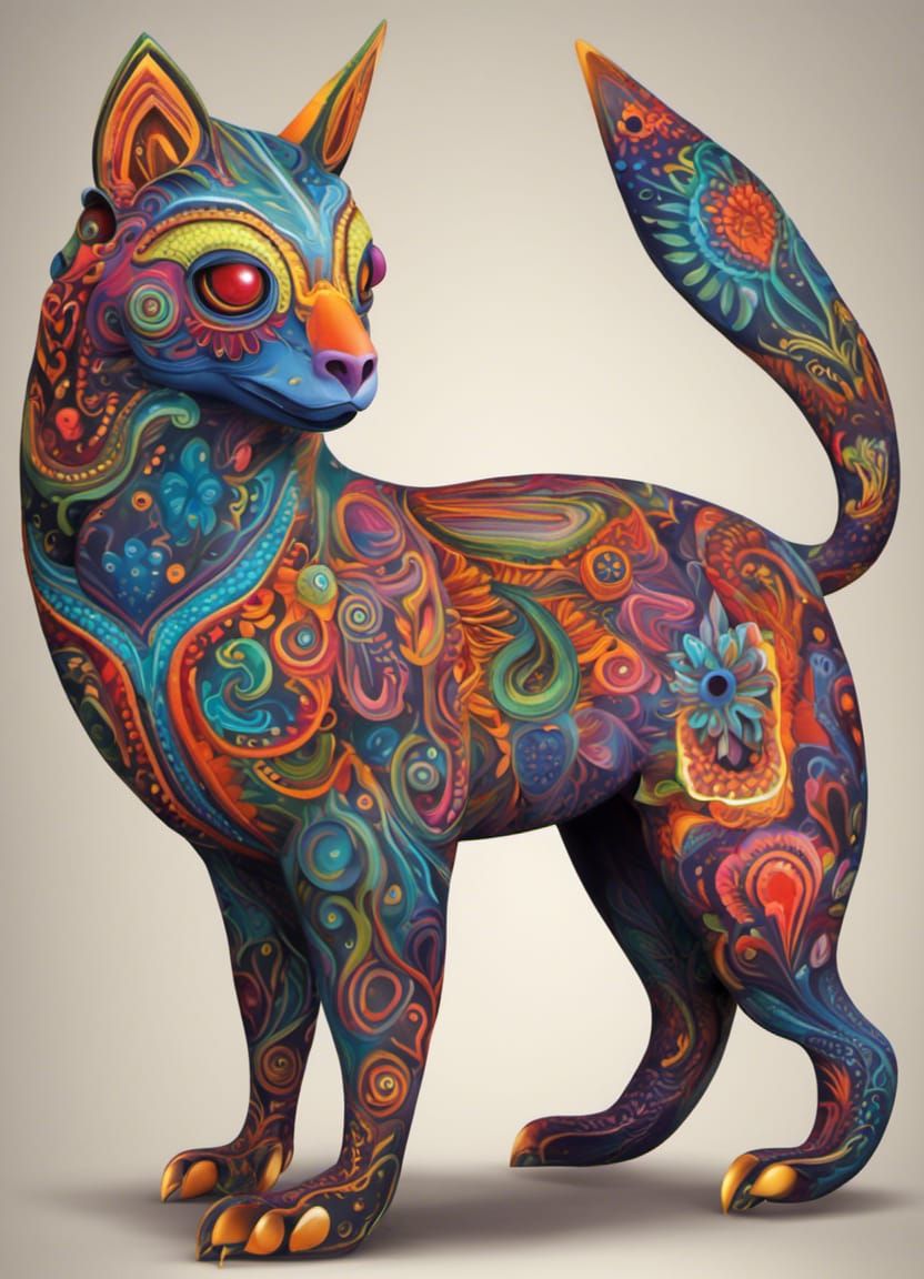 Detailed Fantasy Animal in Alebrije Style