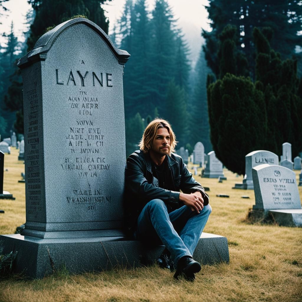 Cinematic Graveyard Scene with Kurt Cobain
