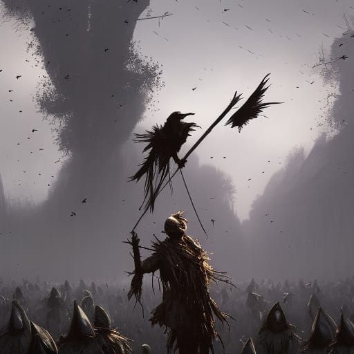 Crows Welcome The Scarecrow: Dark Fantasy Art