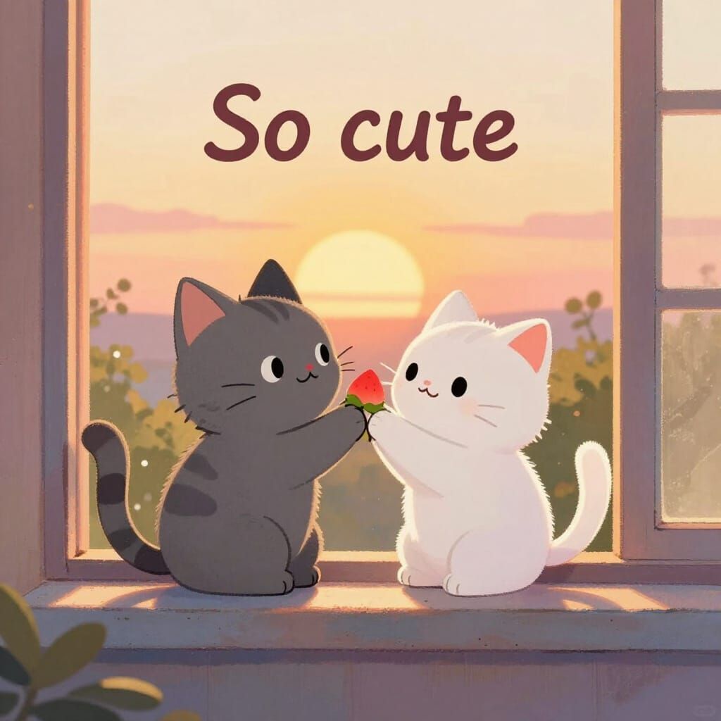 Goma and Peach: Cats Play on Window Sill