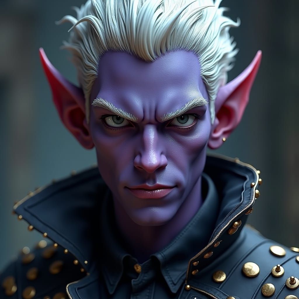 Drow Elf Gunslinger Portrait in Hyper-Realistic Style