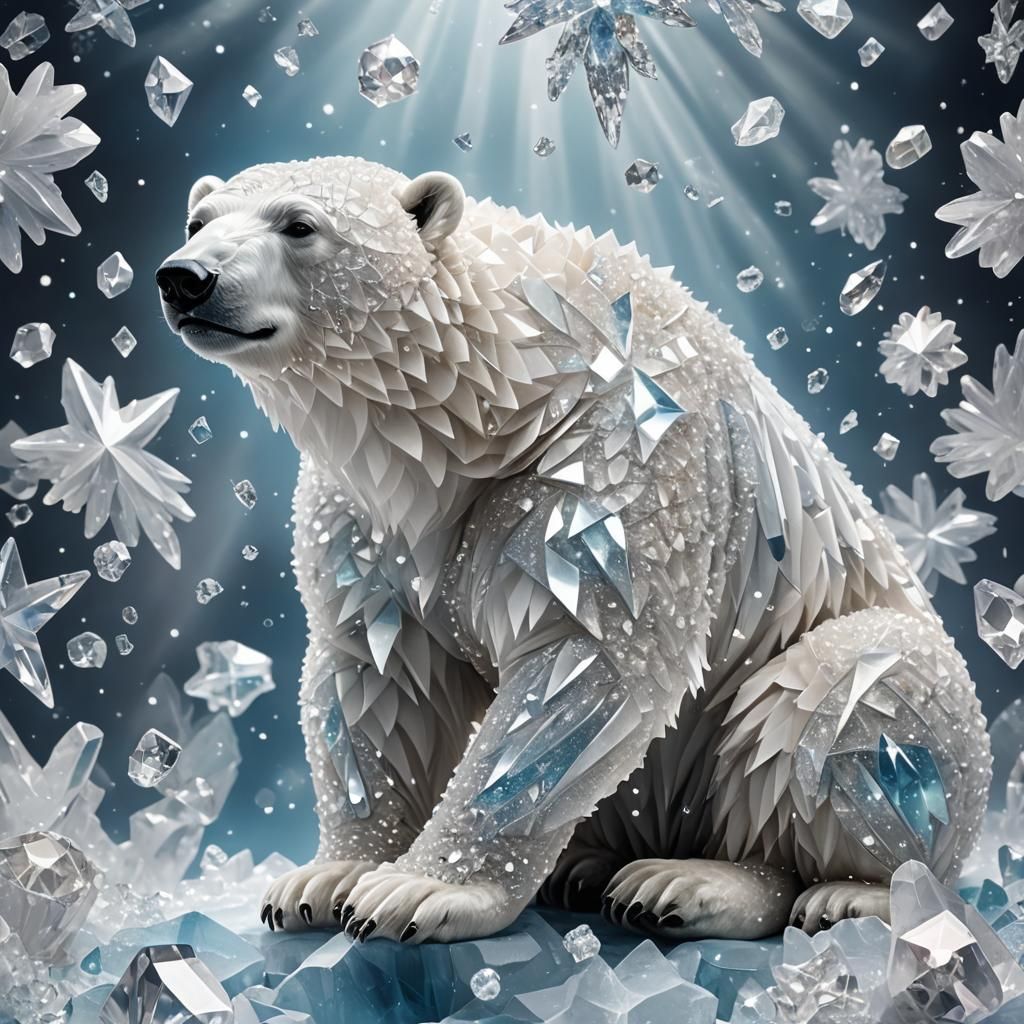Crystalline Polar Bear of Stars and Diamonds