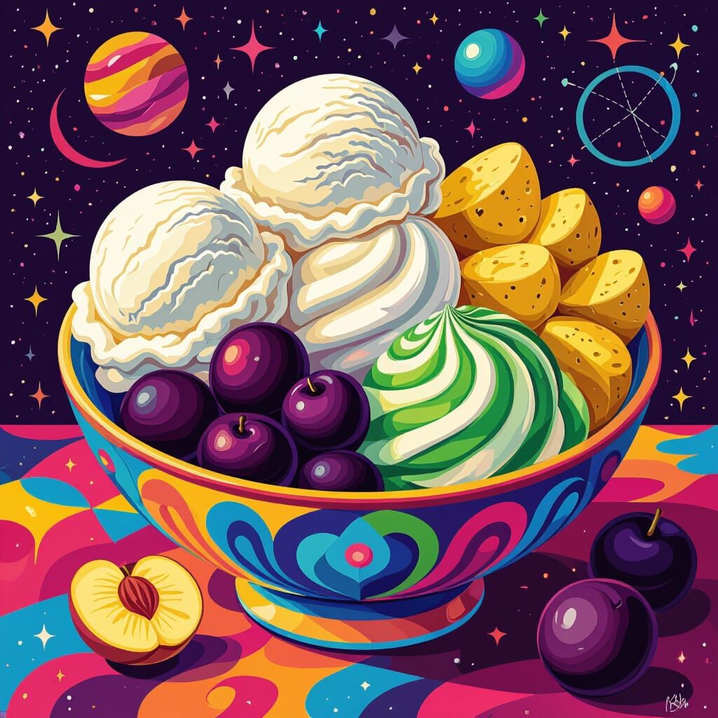 Chemistry Ice Cream Bowl in Vibrant Digital Art