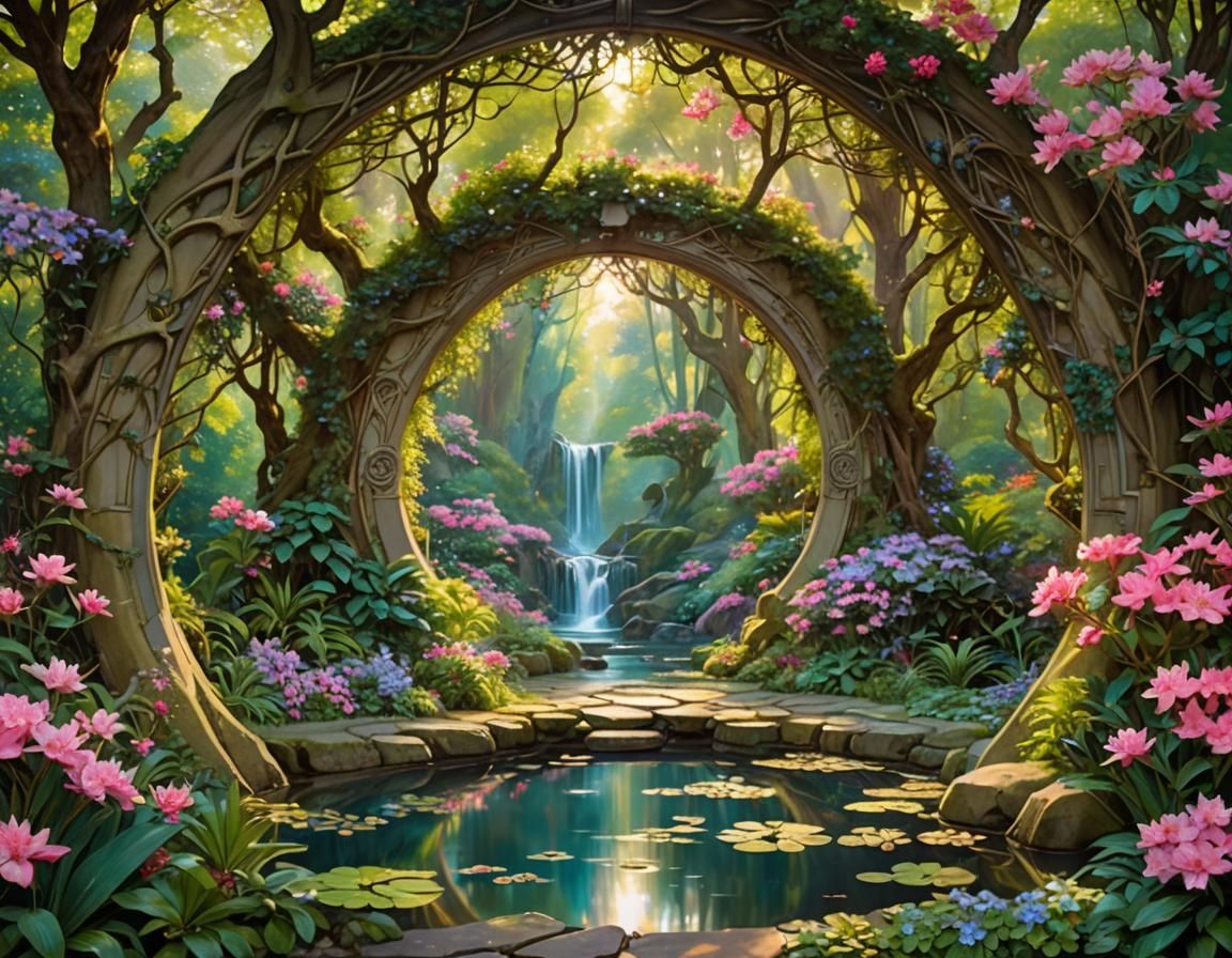 Enchanted Fairy Portal in Art Nouveau Style