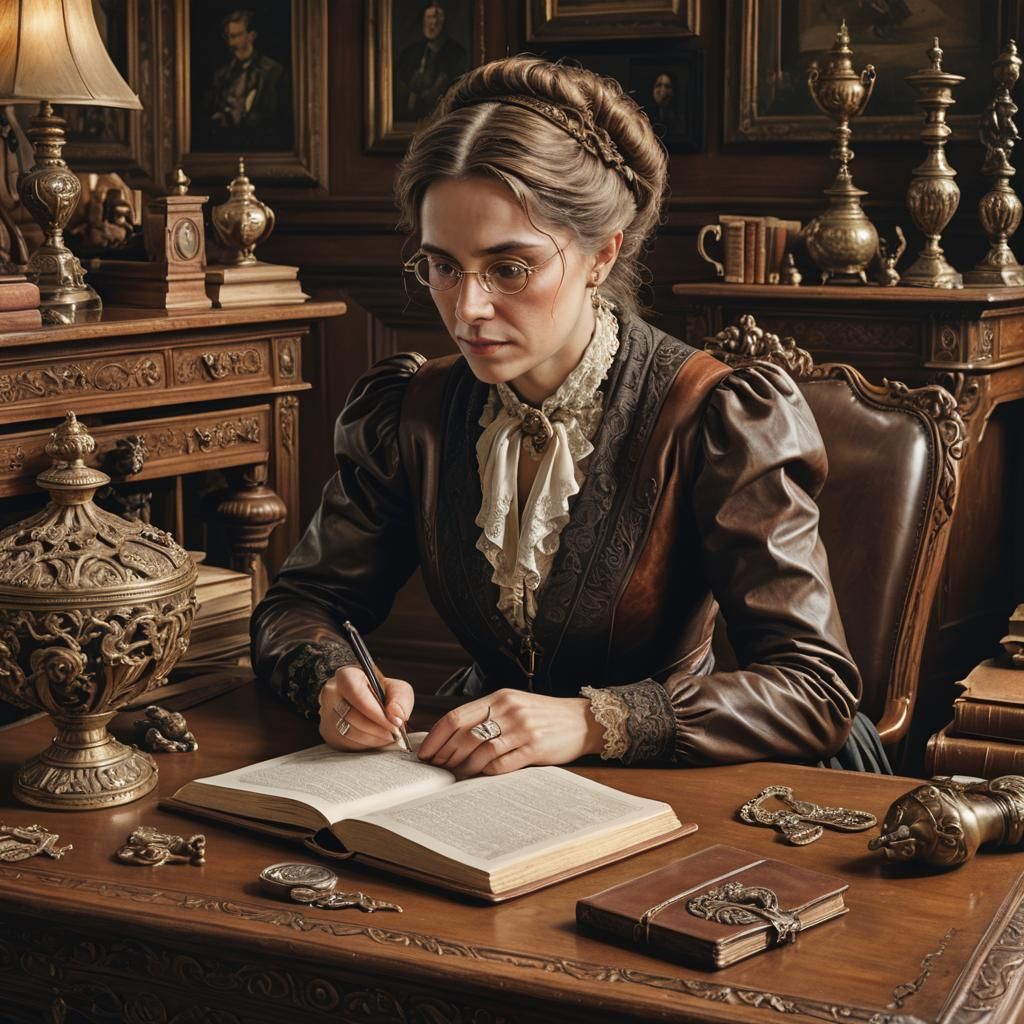 Victorian Woman Writing: Academic Art Hyperrealism
