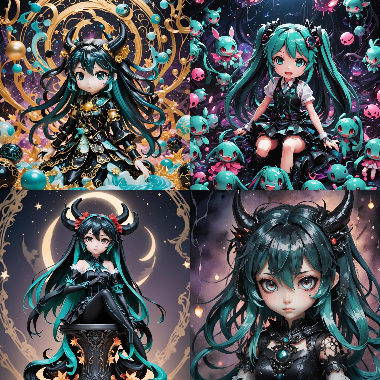 Black Devil Fairy Hatsune Miku in Manga Style