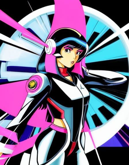 Vintage Anime Space Captain in Futuristic Uniform