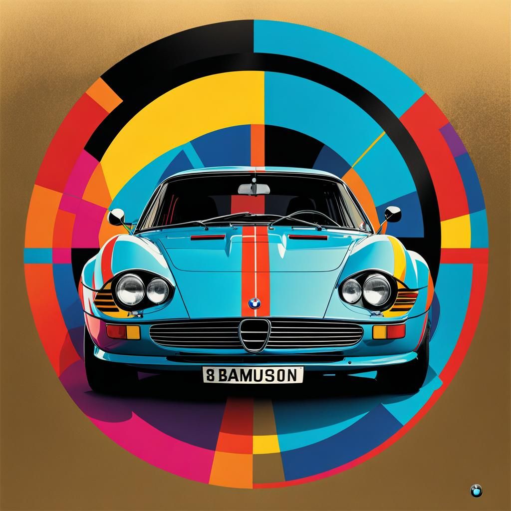 BMW Pop Art Screen Print in Bauhaus Style