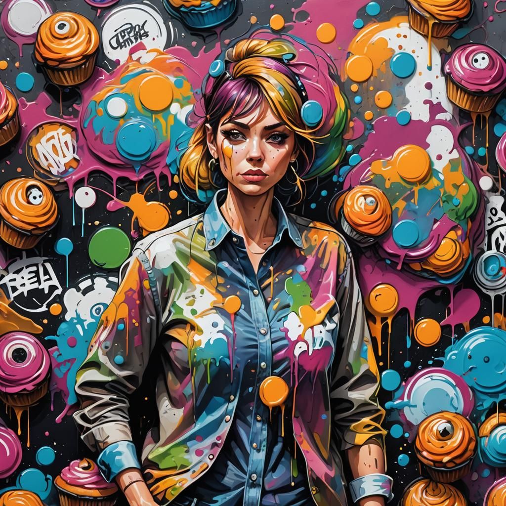 Colorful Graffiti Art of Button-Down Shirt