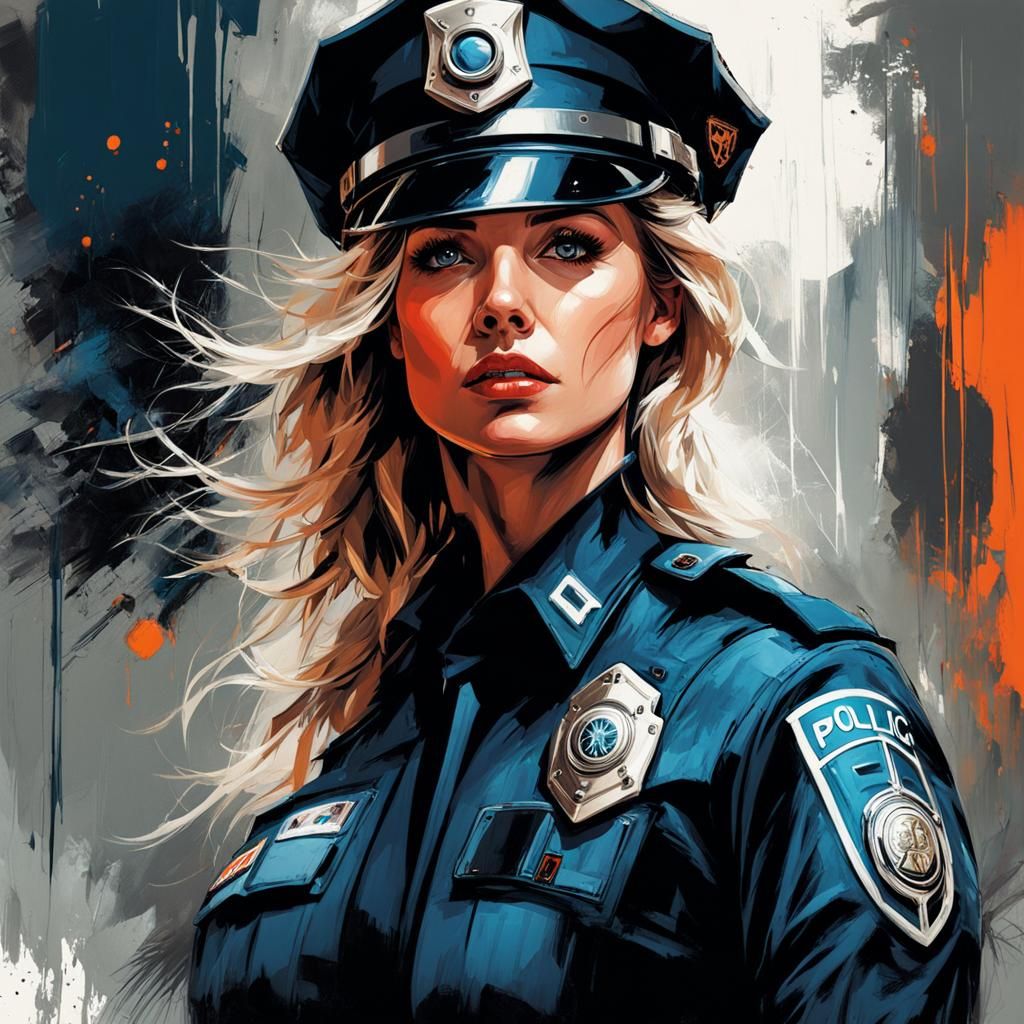Gorgeous Sci-Fi Policewoman Portrait in Digital Illustration