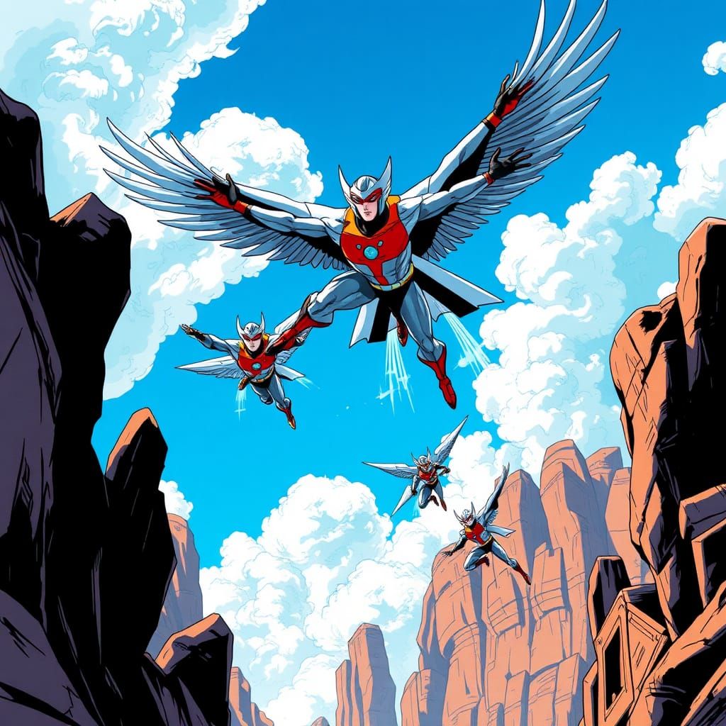 SilverHawks: Winged Warriors in Electric Blue Sky
