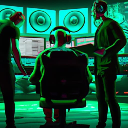 Artists in a Matrix Recording Studio: 3D Render