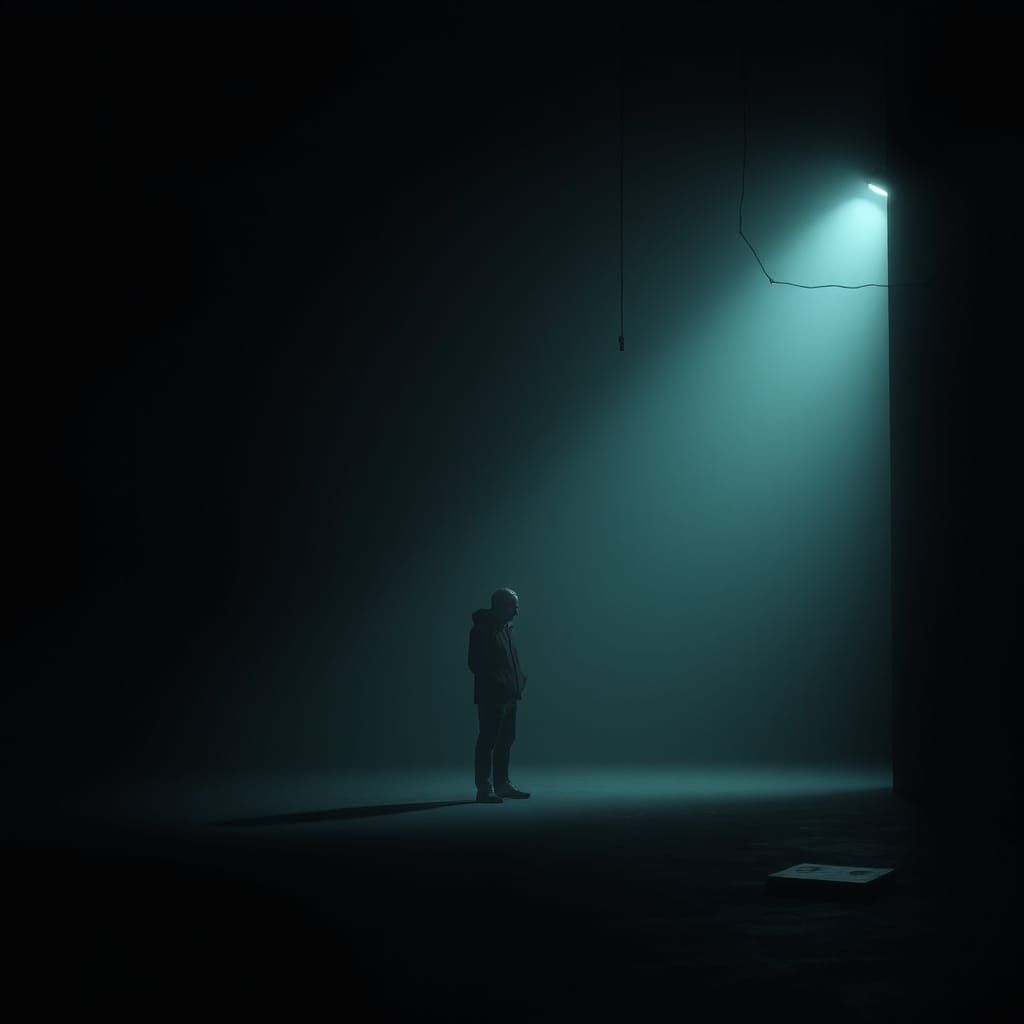 Contemplative Figure in a Muted, Atmospheric Environment