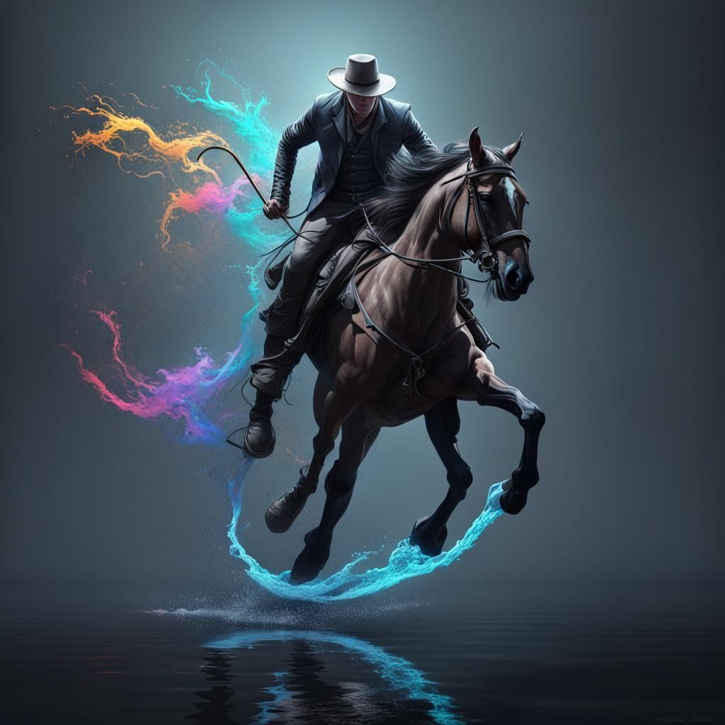 Dynamic Horse Rider in Splash Art Style