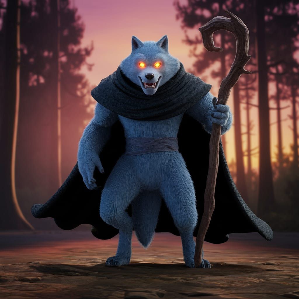 Bigby Wolf in Forest Clearing, 3D Render