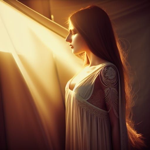 Sunlit Beauty in a Maximalist Digital Painting