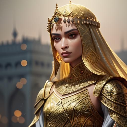 Islamic Golden Age Warrior in Shimmering Armor