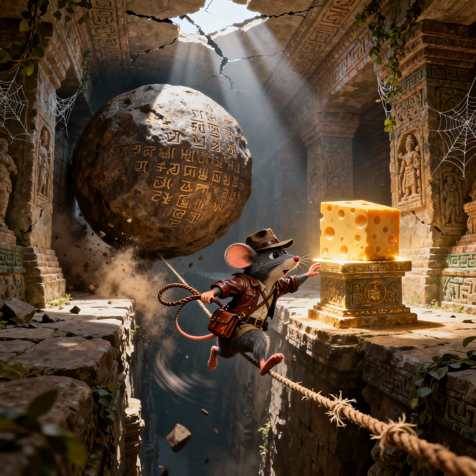 Brave Mouse Adventurer Swings for Golden Cheese