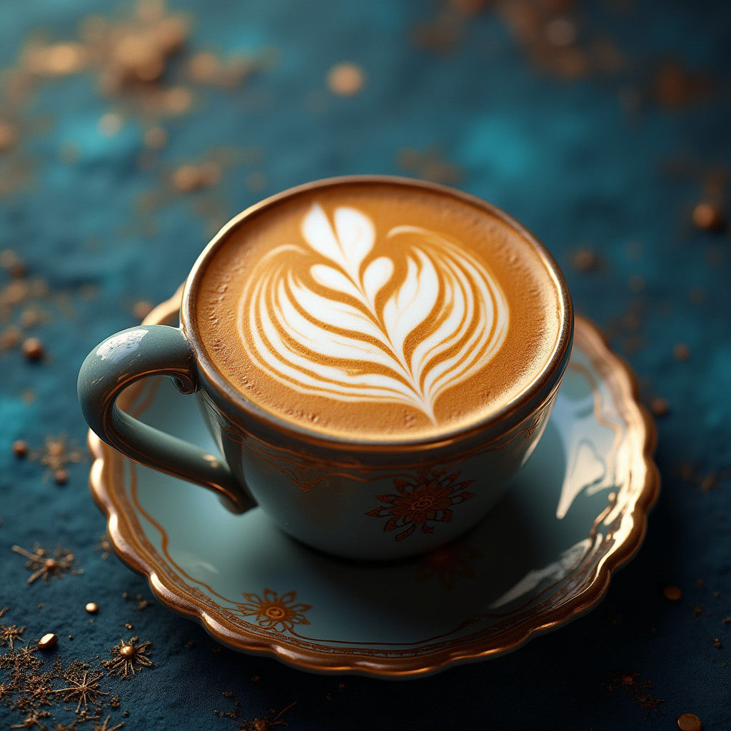 Latte Art in a Dreamlike Digital Style