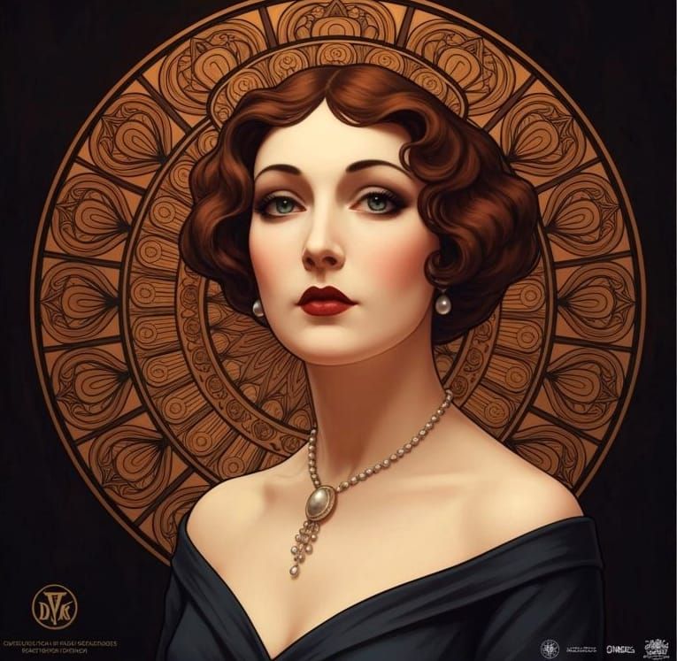 Elegant 1900s Lady in Art Deco Club Portrait