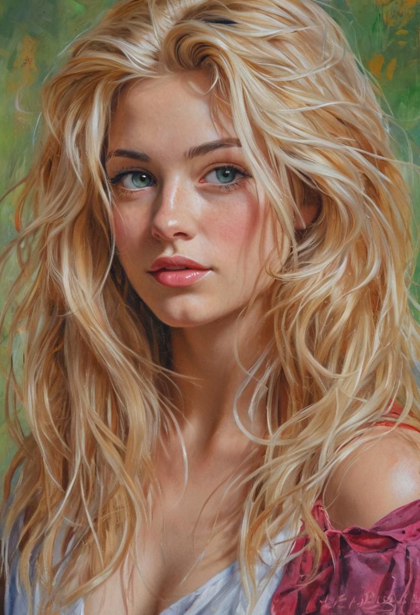 Vivid Oil Portrait of a Young Blonde Woman