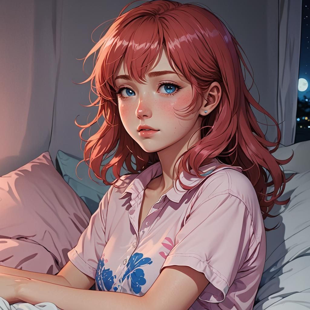 Anime Style Portrait of a Sleeping Woman