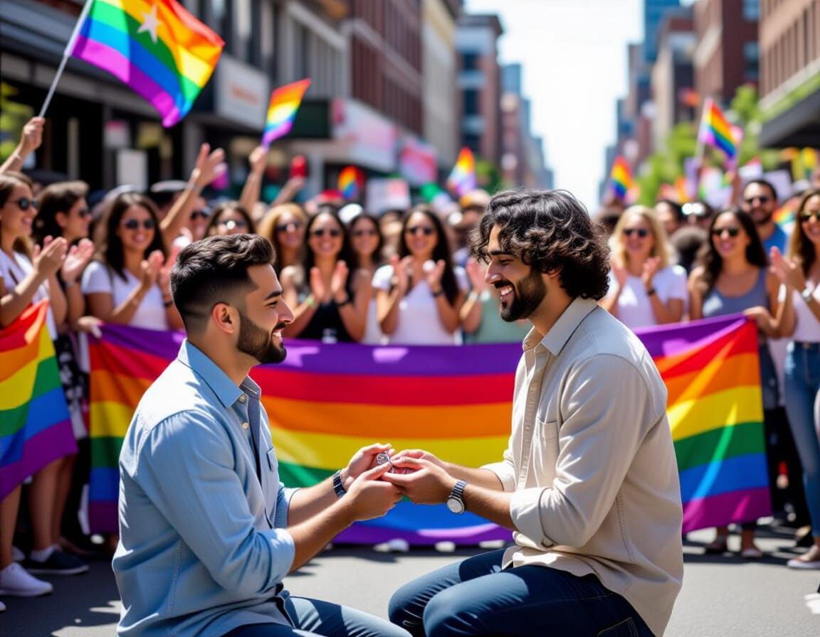 Gay Pride Proposal: A Heartfelt Scene in 8K
