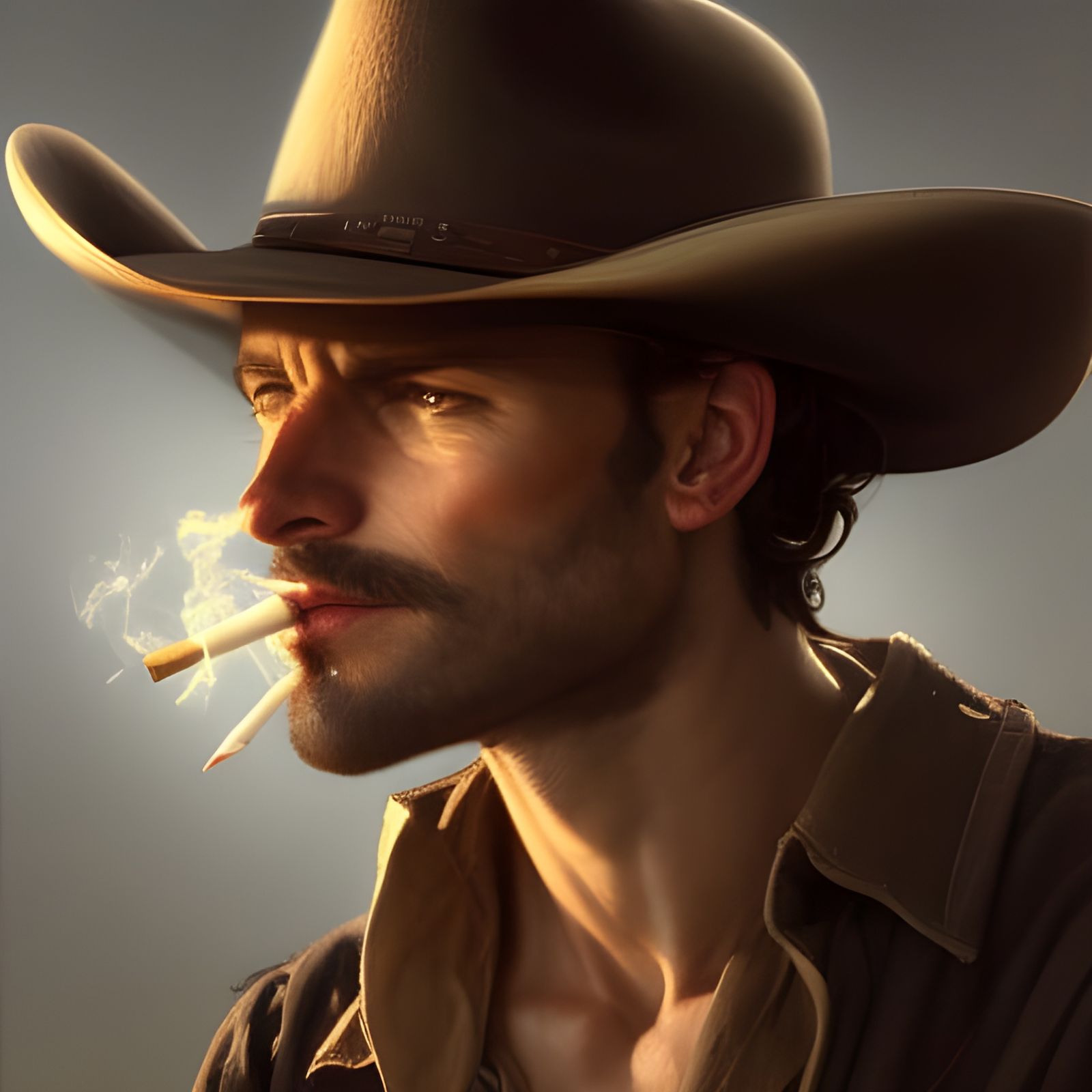 Detailed Cowboy Portrait in Fantasy Style