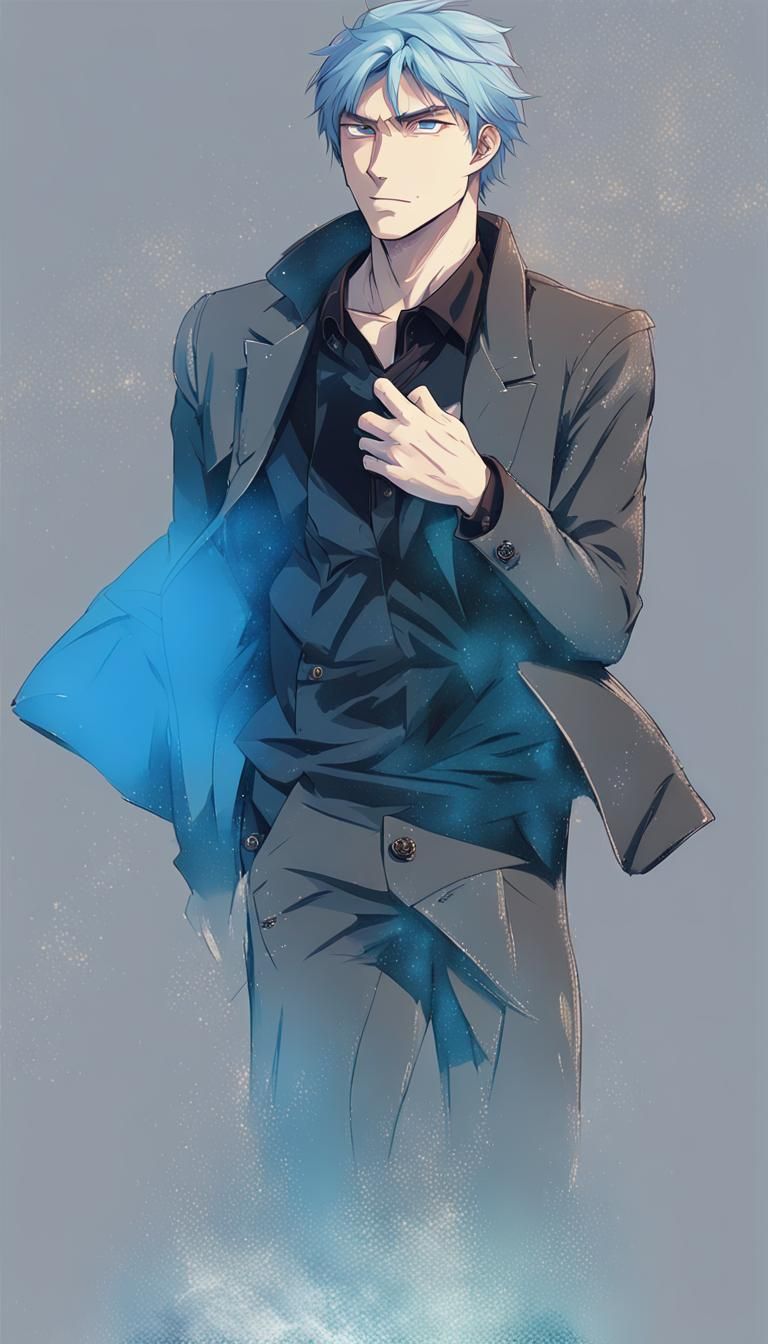 Anime Illustration of Man in Black Jacket