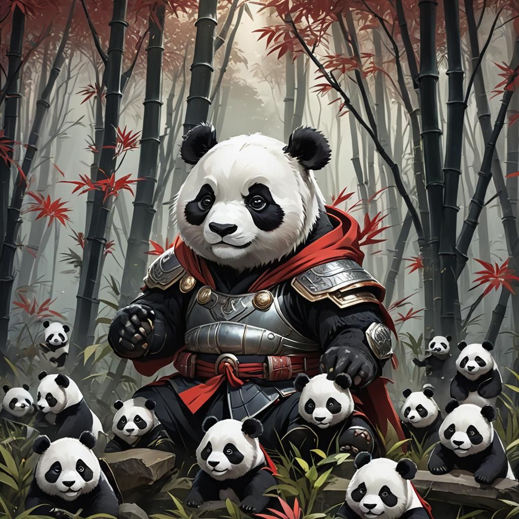 Panda with Thor Power in Anime Style