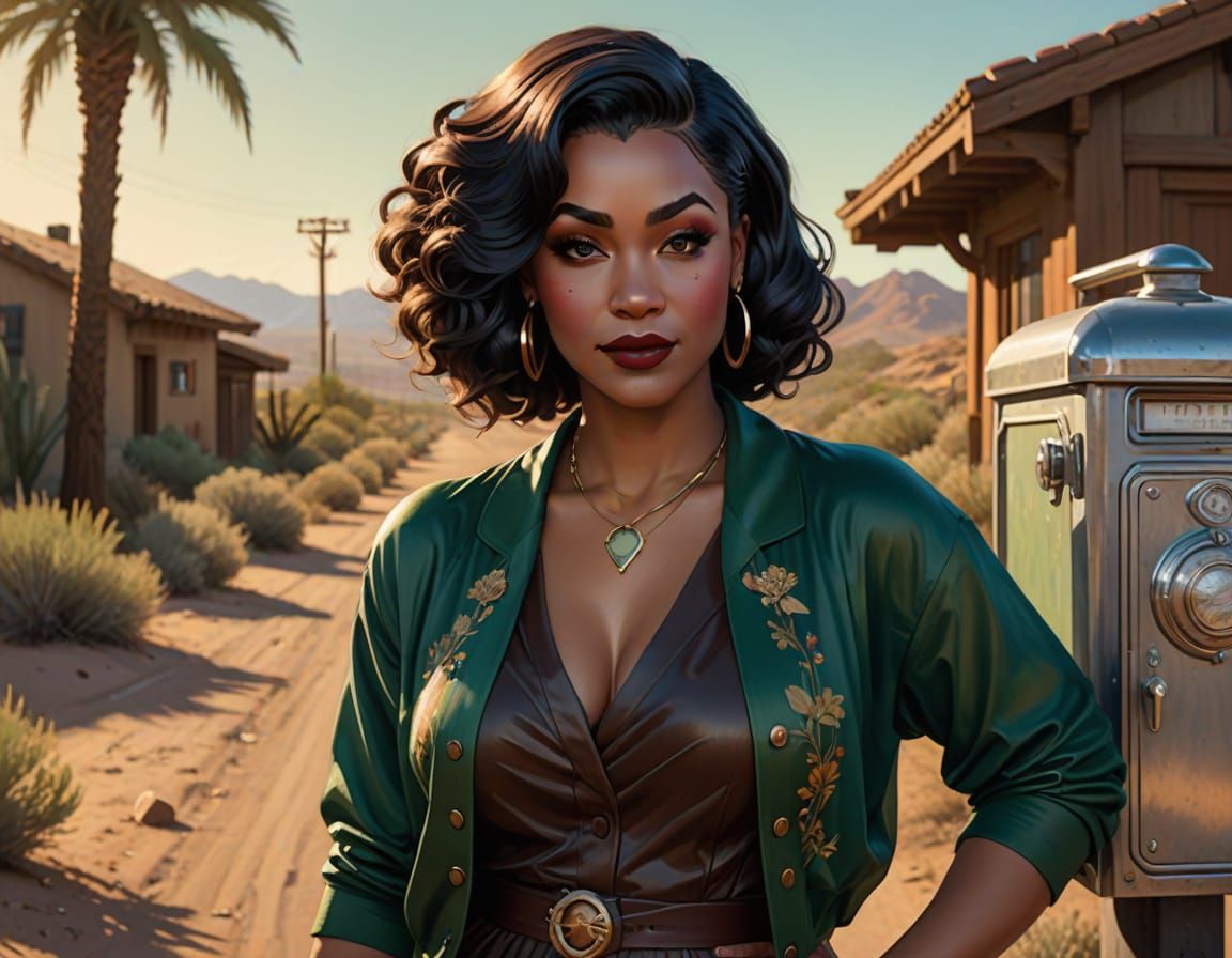 Retro Rockabilly Pin-Up in the Mojave Desert