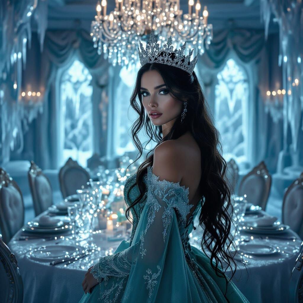 Ice Queen in Frosty Dining Room
