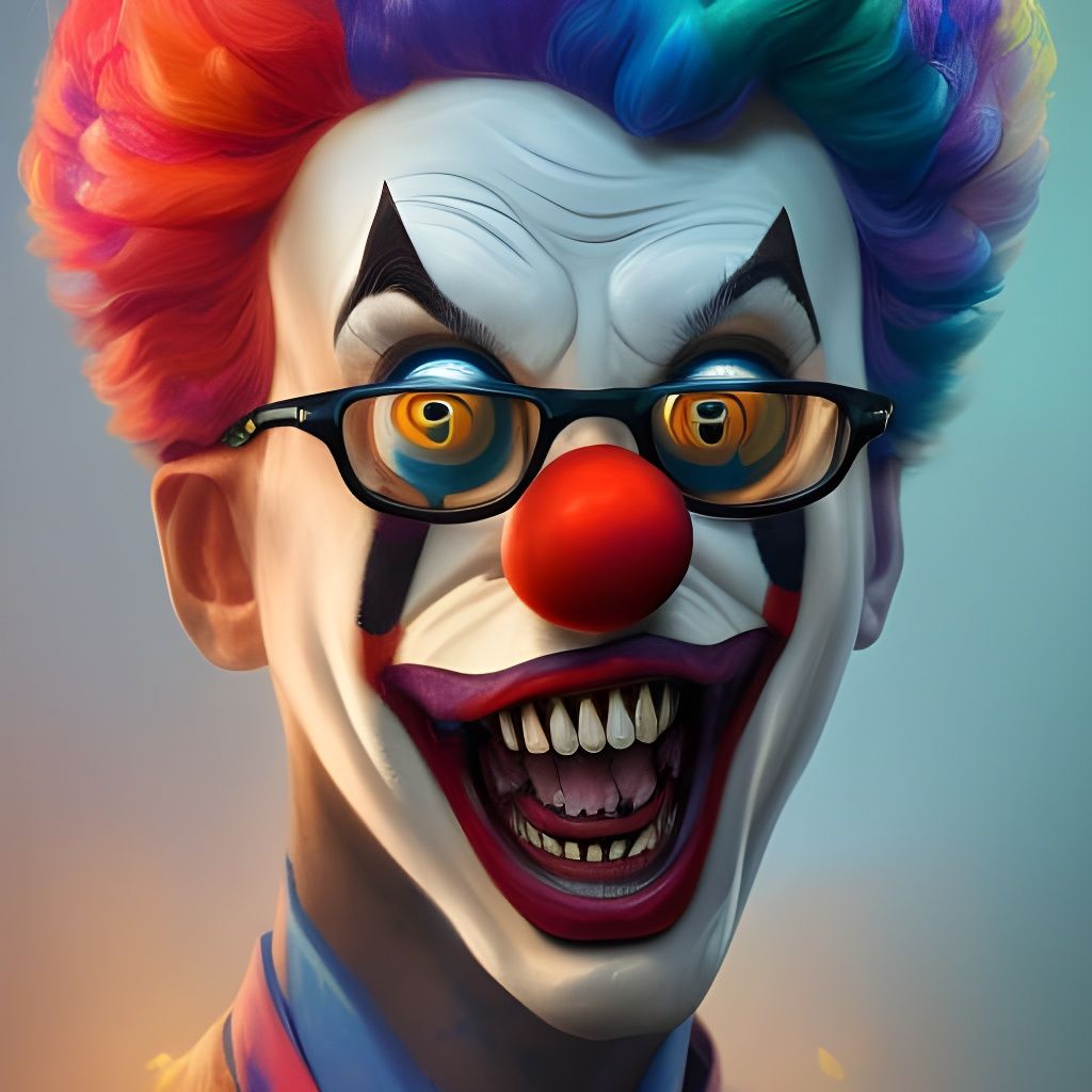 Evil Clown Blippi: Detailed Concept Art Portrait