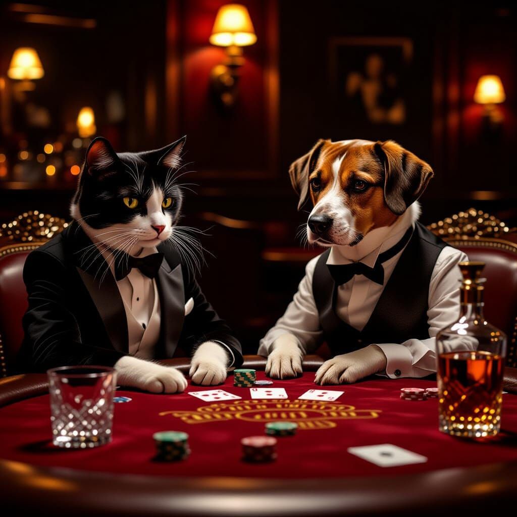 Animals Gamble in Moody Cafe Lounge