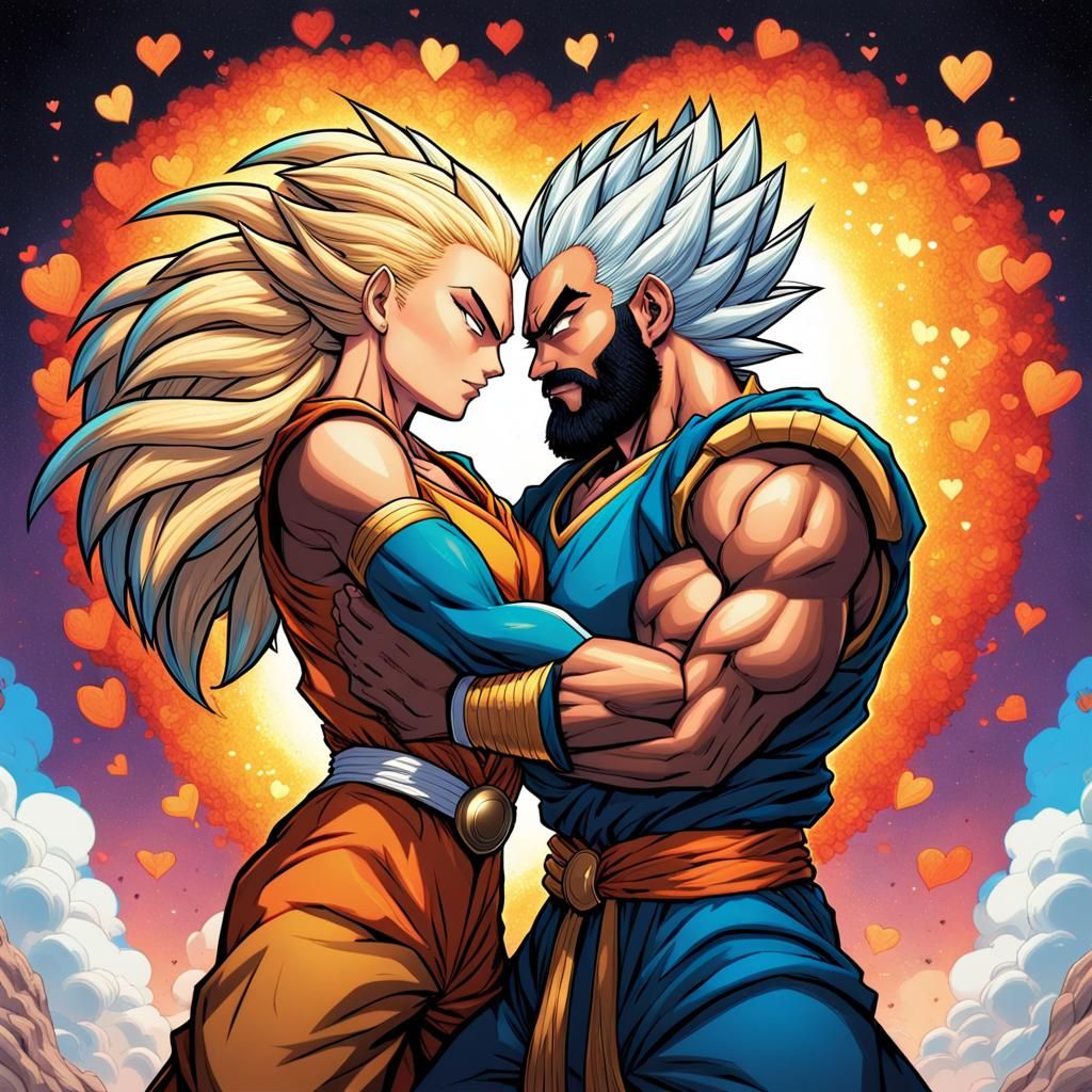 Saiyan Warriors in Love: Digital Comic Book Art