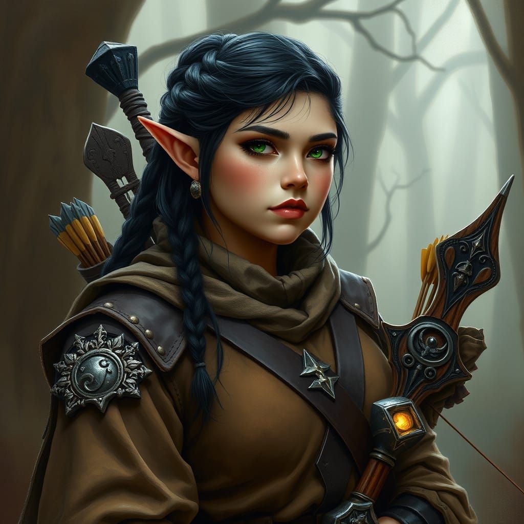 Elf Ranger Embodied by Mystical Forest Energy in Cyberpunk S...