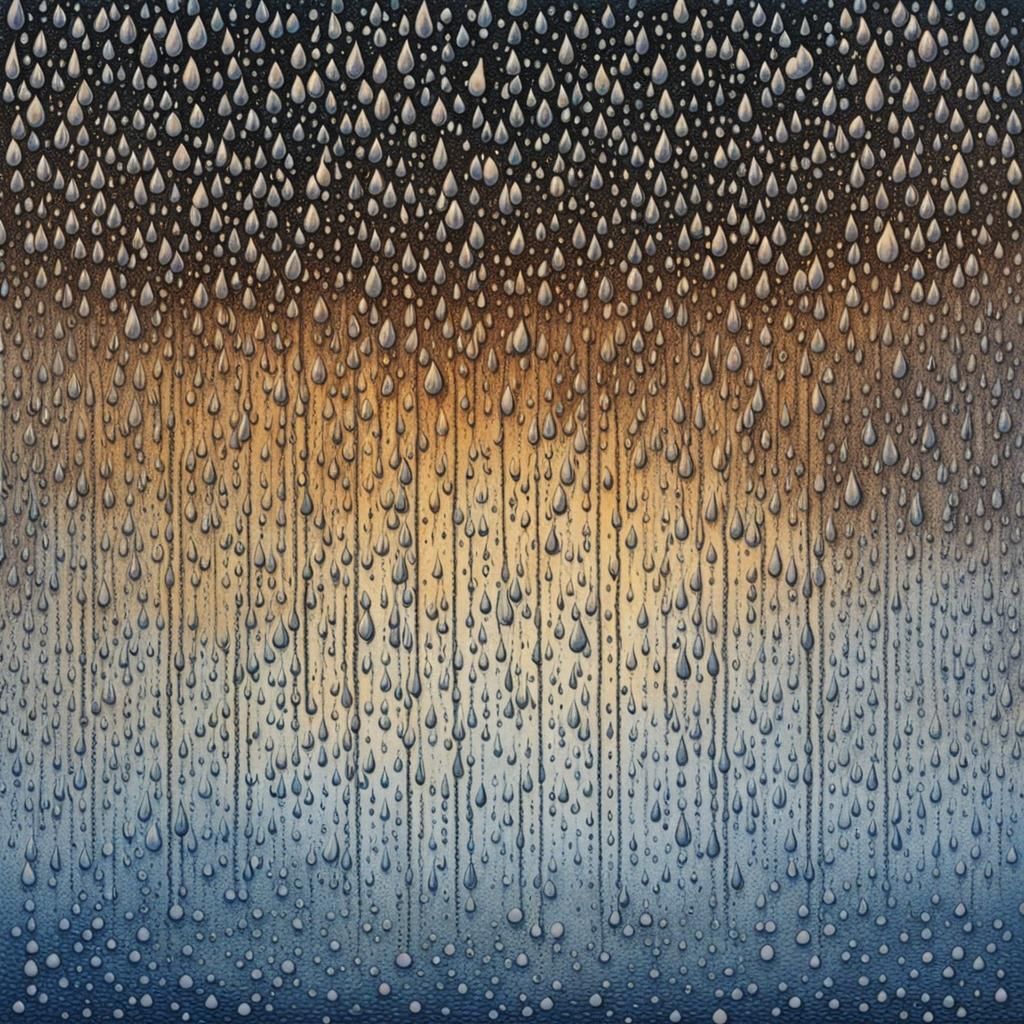 Kinetic Pointillism: Raindrops Under Water