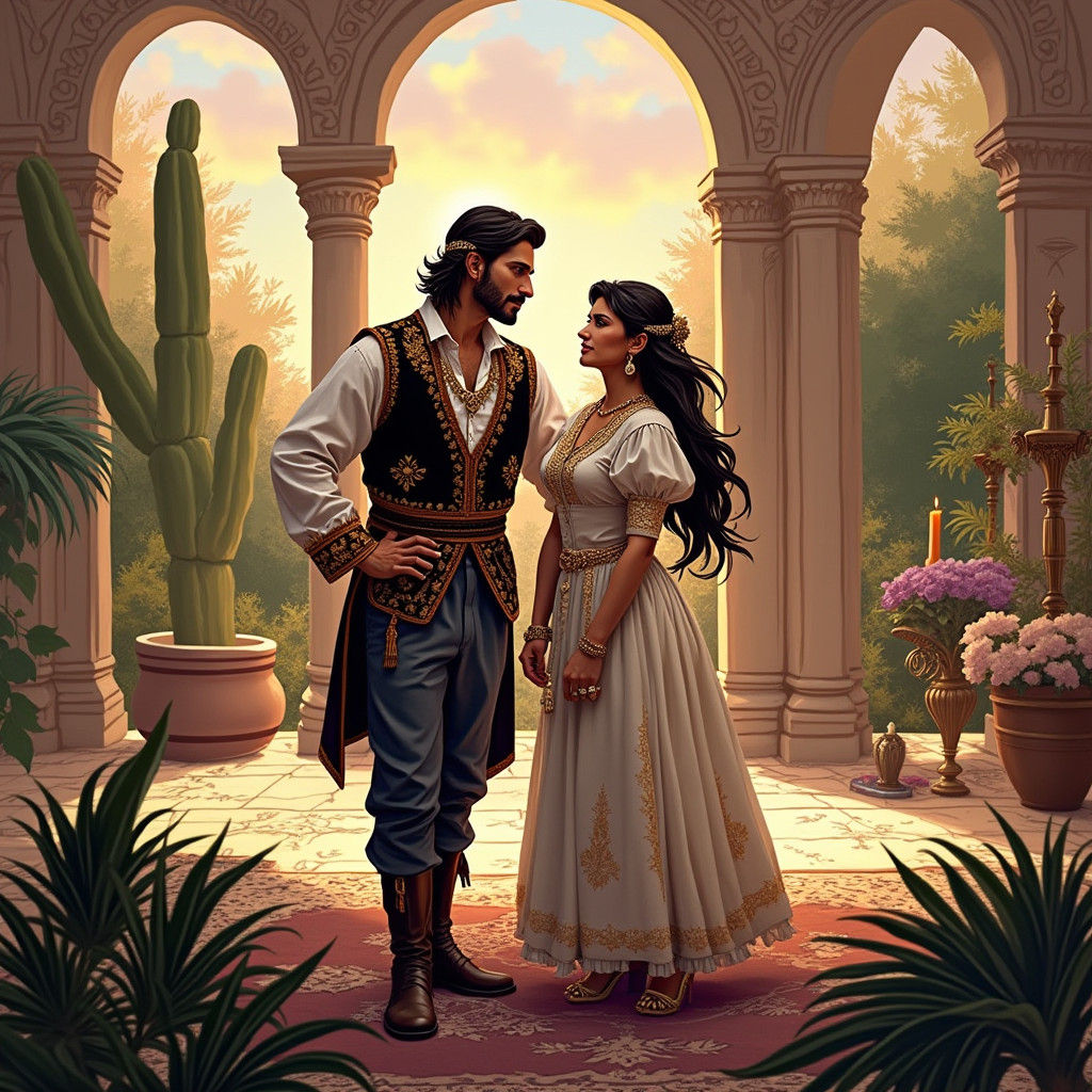 Elegant Turkish Romani Man in Ottoman Setting